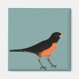 Imán Robin Bird Art Blue