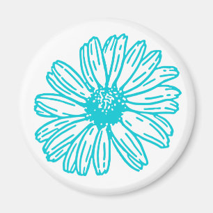 Imán Robin Egg Blue Daisy Print, Patrón de flores hippi