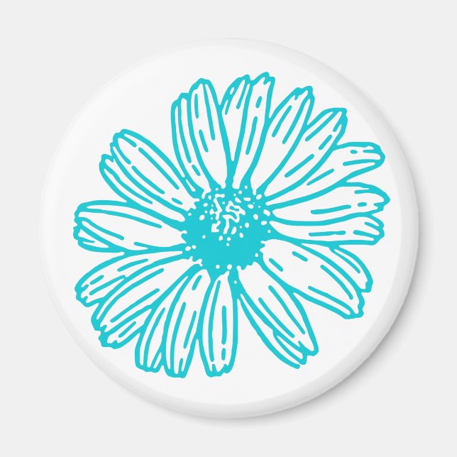 Imán Robin Egg Blue Daisy Print, Patrón de flores hippi (Frente)