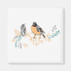 Imán Robin Song Birds Mother Baby