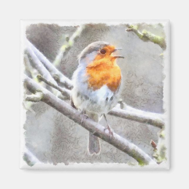 Imán Robin Watercolor Angelic (Frente)