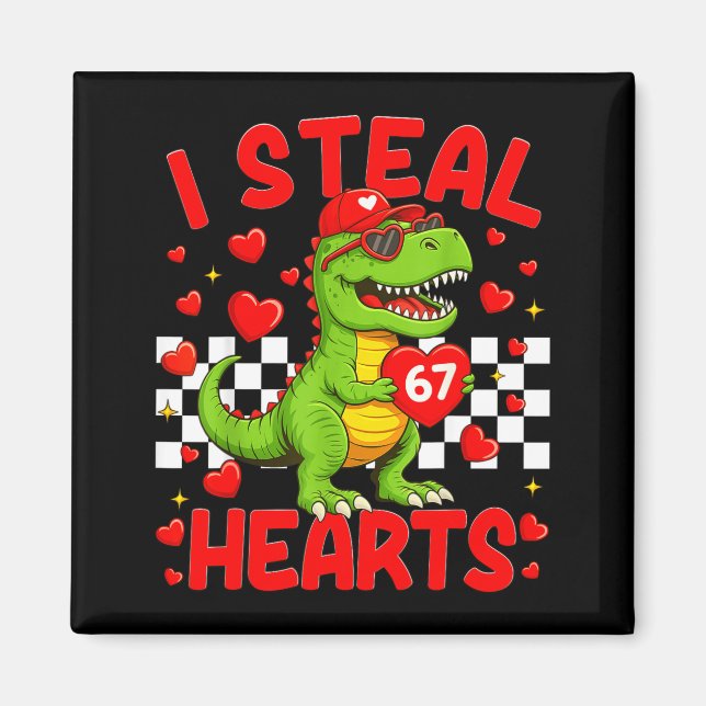 Imán Robo Corazones 67 Día de San Valentín 67 Dinosauri (Frente)