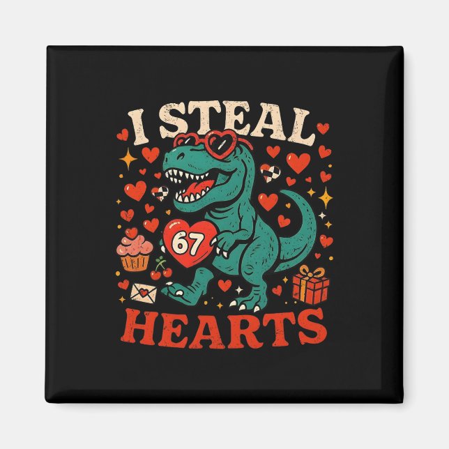 Imán Robo Corazones 67 Funny Valentine T-rex Dinosaur M (Frente)