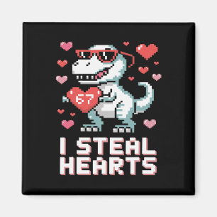 Imán Robo Corazones Funny T Rex Dinosaur San Valentín 