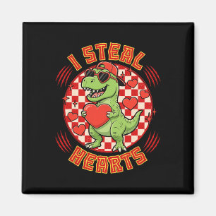 Imán Robo Corazones Retro Cuadrados San Valentín Dinosa