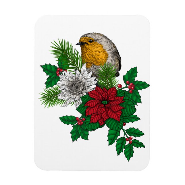 Imán Robo rojo en la decoración navideña (Vertical)