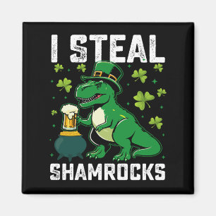 Imán Robo Shamrock T Rex Dinosaur St Patrick's Day
