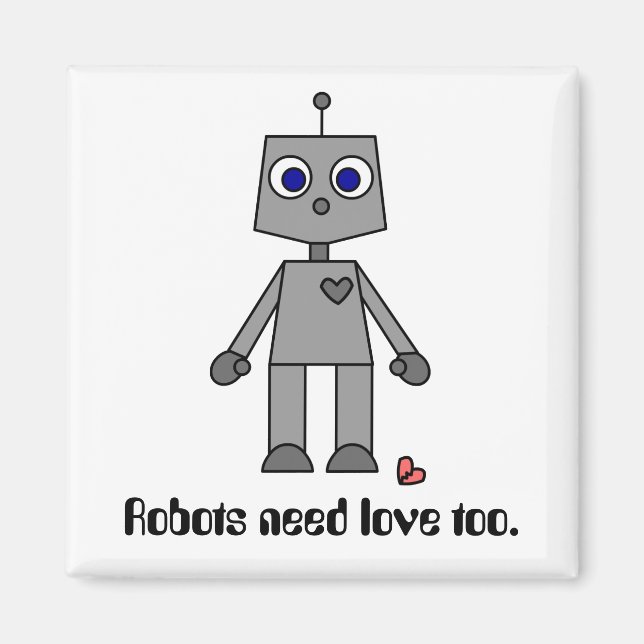 Imán Robot Cute Con Un Corazón Roto (Frente)