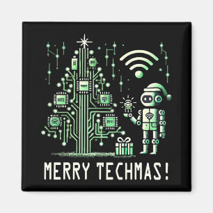 Imán Robot de IA con árbol de Navidad tecnológico - Tec