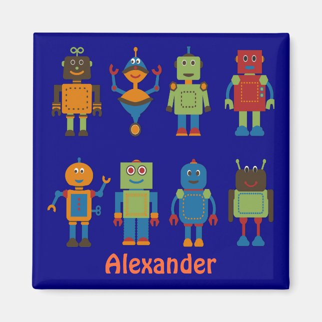 Imán Robot Friends Child's Personalized Fridge Magnet (Frente)