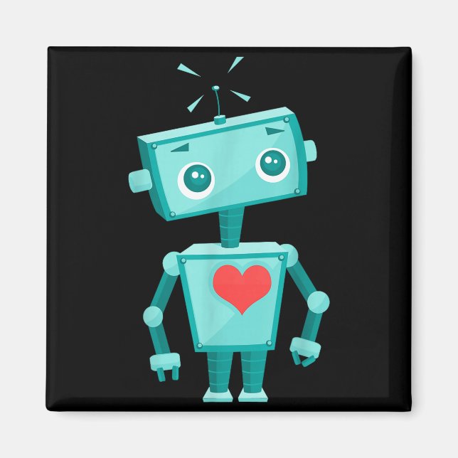 Imán Robot Heart Valentine's Day For Kids Girls  (Frente)