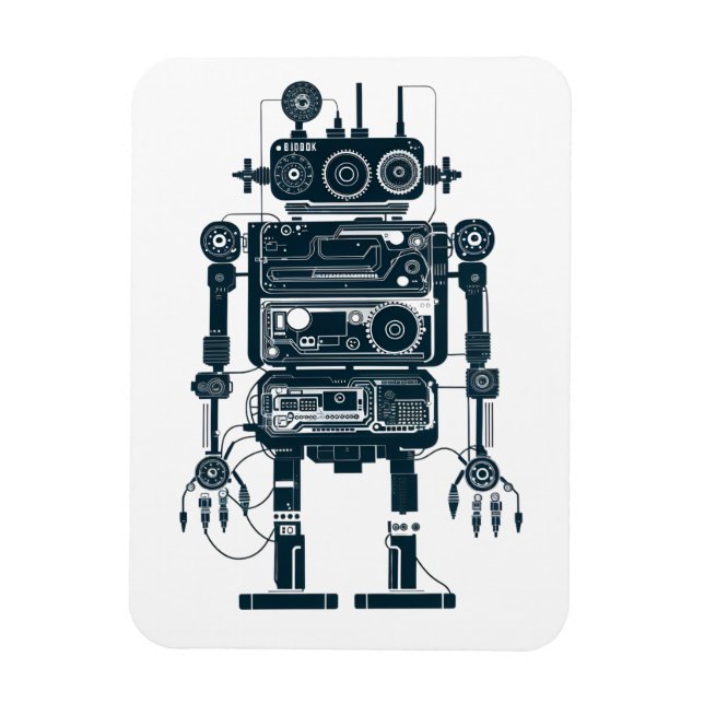 Imán Robot hecho de equipo analógico retro (Vertical)