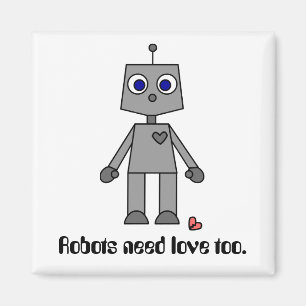 Imán Robot lindo con un corazón quebrado