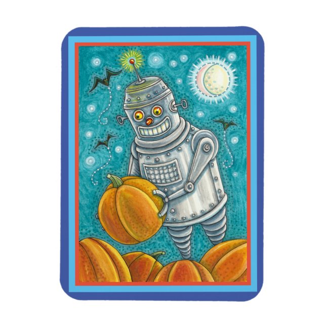 IMÁN ROBOT PICKING PUMPKINS , HOMBRE MECÁNICO DE HALLOW (Vertical)