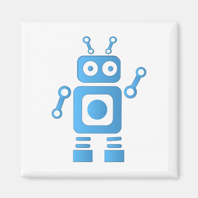 Imán Robot retro azul (Frente)