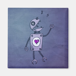 Imán Robot retro del canto feliz