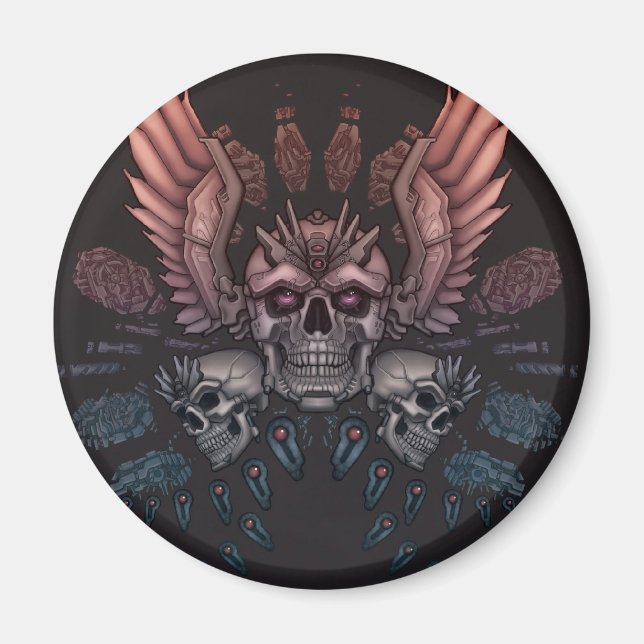 Imán Robot Skull + Wings (Frente)
