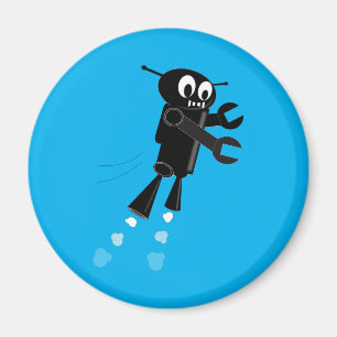 Imán Robot Volador Negro En Cielo Azul
