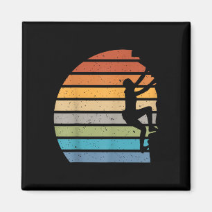 Imán Roca de escalada al atardecer retro deportes al ai