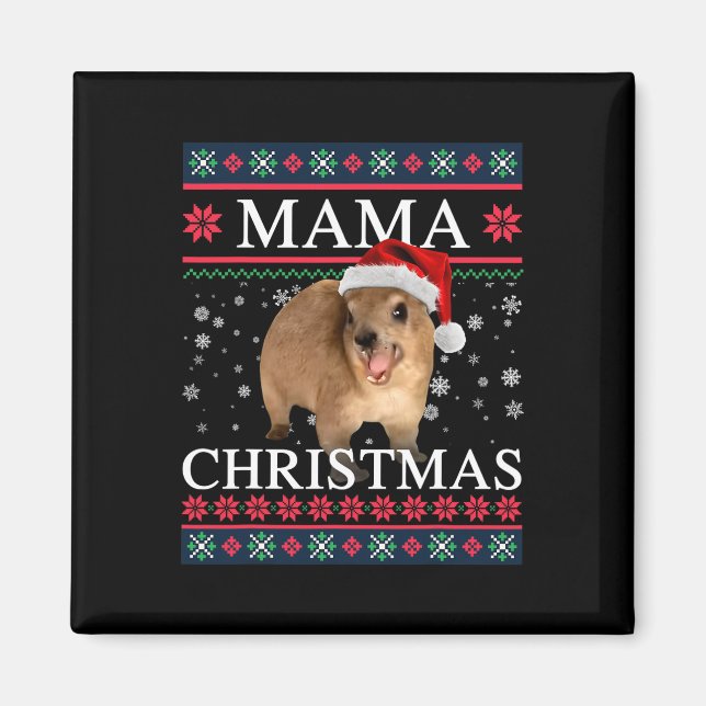 Imán Roca Hyrax Mamá Navidad Feo Estilo  (Frente)