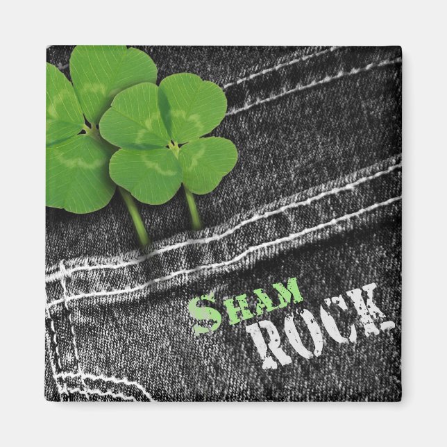 Imán Roca Sham. Black Denim St. Patrick's Day (Frente)