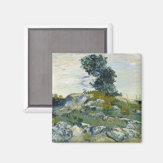 Imán Rocas con Roble, Van Gogh Pintura al Óleo (Anverso/Reverso)