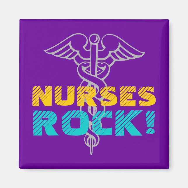 Imán ¡Rock de enfermeras! Magnet con símbolo caduceus (Frente)