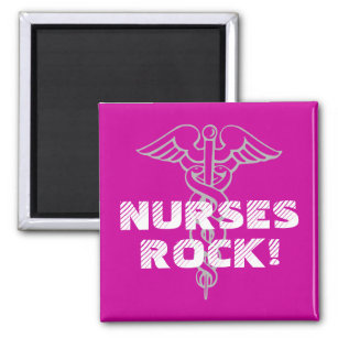 Imán ¡Rock de enfermeras! Magnet con símbolo caduceus
