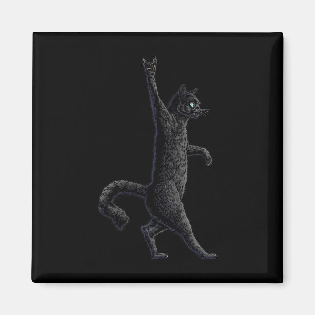 Imán Rock De Gato Divertido En Rock And Roll - Tees De  (Frente)