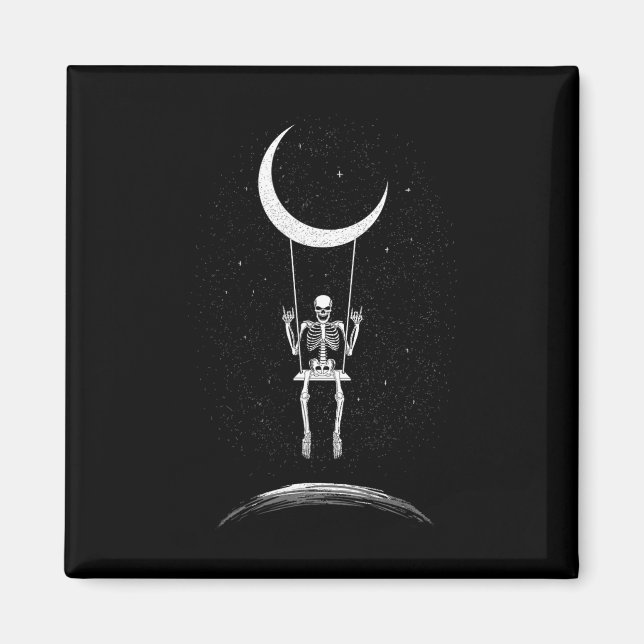 Imán Rock En Skeleton Moon Rock And Roll Hombres Mujere (Frente)