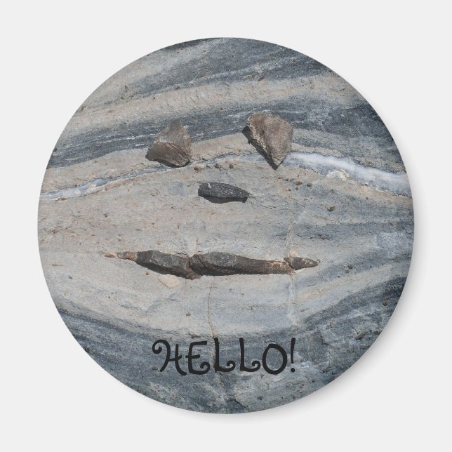 Imán Rock Face dice Hola (Frente)