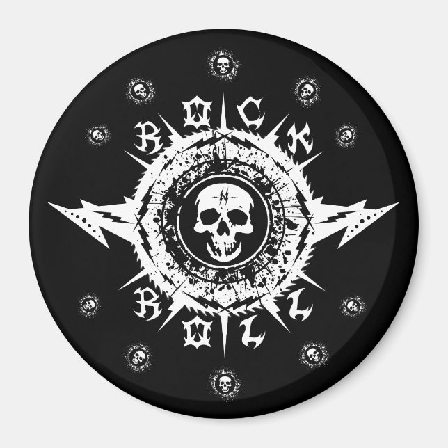 Imán Rock Guitarista De Música Y Brote De Cráneo De Ban (Frente)