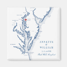 Imán Rock Hall Maryland Elegant Boda Azul de la Marina