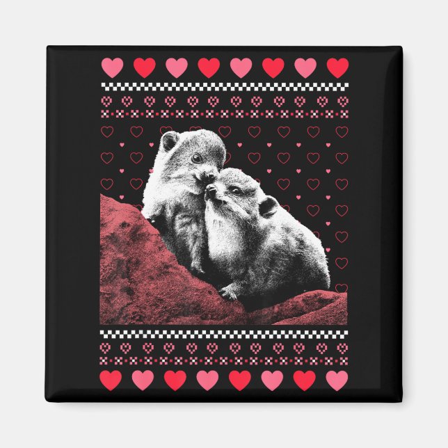Imán Rock Hyrax Valentine's Day Ugly Sweater Style  (Frente)