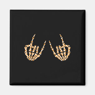 Imán Rock On Halloween Checkered Pattern Skeletand Hand