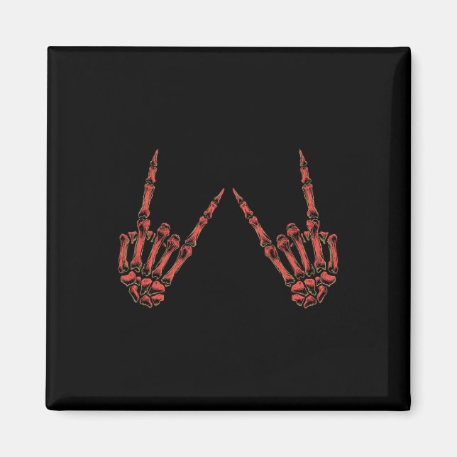 Imán Rock On Rock And Roll Skeleton Hands - Por Concier (Frente)