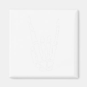 Imán Rock On Skeleton Hand Rótulo - Halloween minimalis