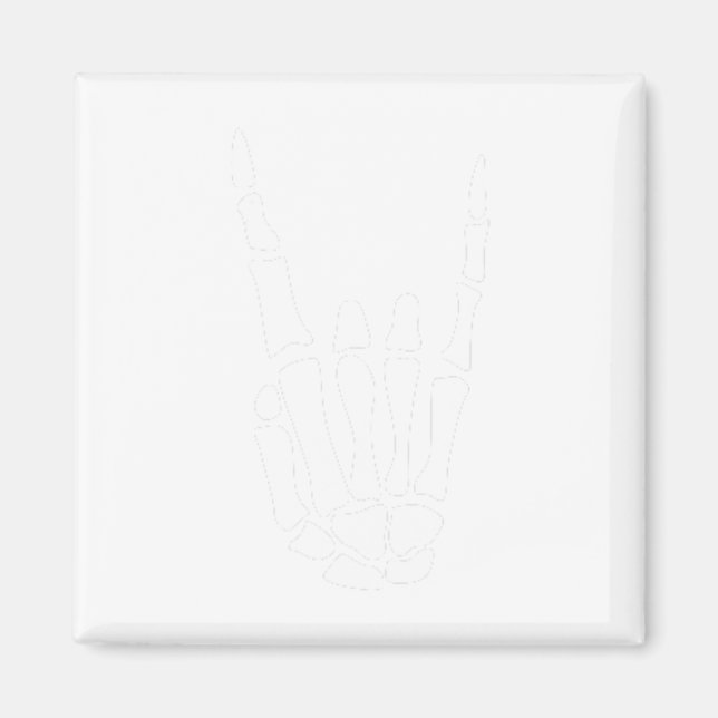 Imán Rock On Skeleton Hand Rótulo - Halloween minimalis (Frente)