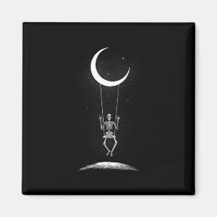 Imán Rock On Skeleton Moon Band Tees - Rock And Roll Gr