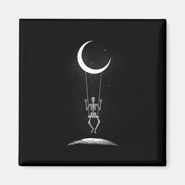 Imán Rock On Skeleton Moon Band Tees - Rock And Roll Gr (Frente)