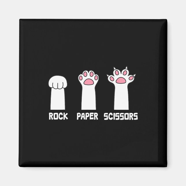 Imán Rock Paper Scissors Cat Paws Game Cuw Funny C (Frente)