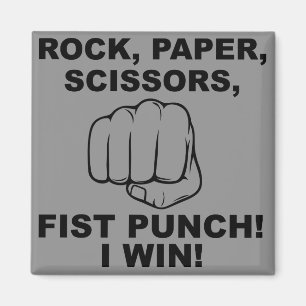 Imán Rock Paper Scissors Fist Punch Funny Fridge Magnet