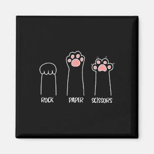 Imán Rock Paper Scissors Hand Game Cute Paw Funny Cat