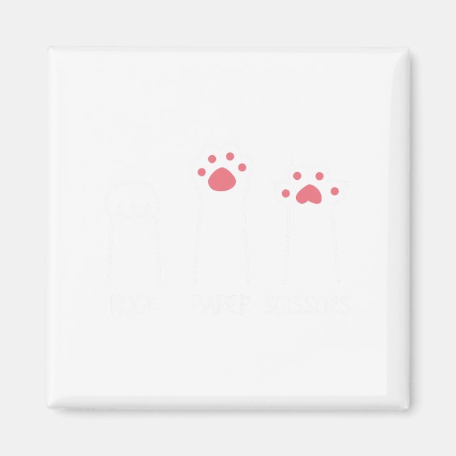 Imán Rock Paper Scissors Hand Game Meme Animal Paw Cat (Frente)