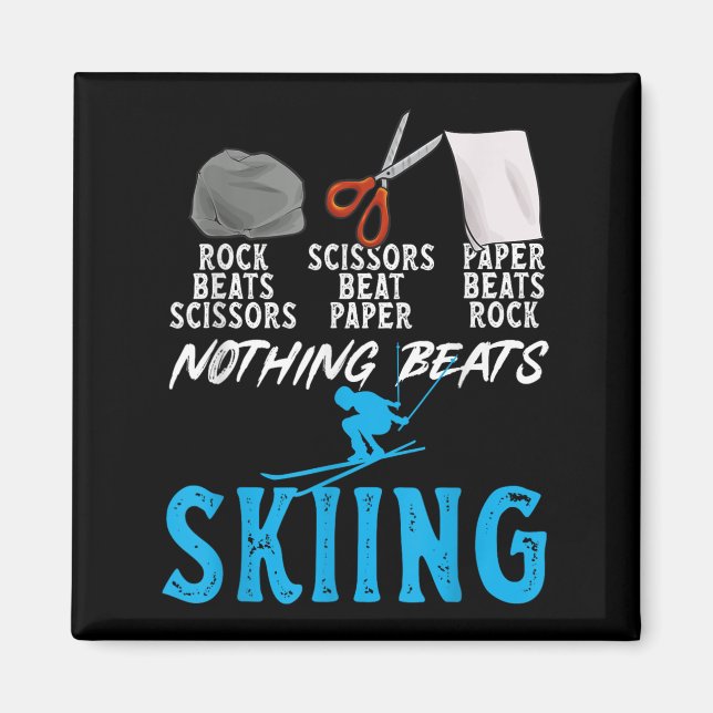 Imán Rock Paper Scissors Nothing Beats Skiing _1  (Frente)