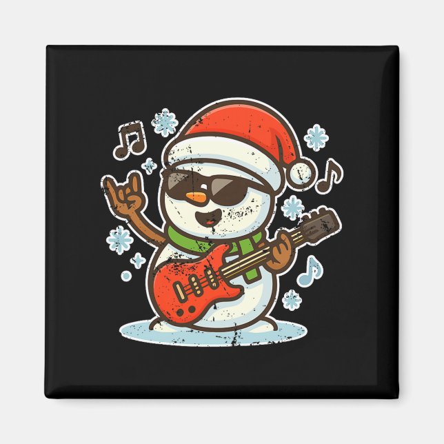 Imán Rock Snowman With Guitar Premium Tri-blend  (Frente)