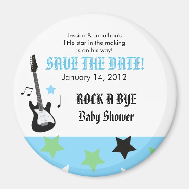 Imán ROCK STAR Blue Baby Shower Favnet (Frente)