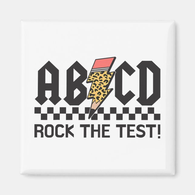 Imán Rock The Test Abcd Testing Day Profesores Niños Ch (Frente)