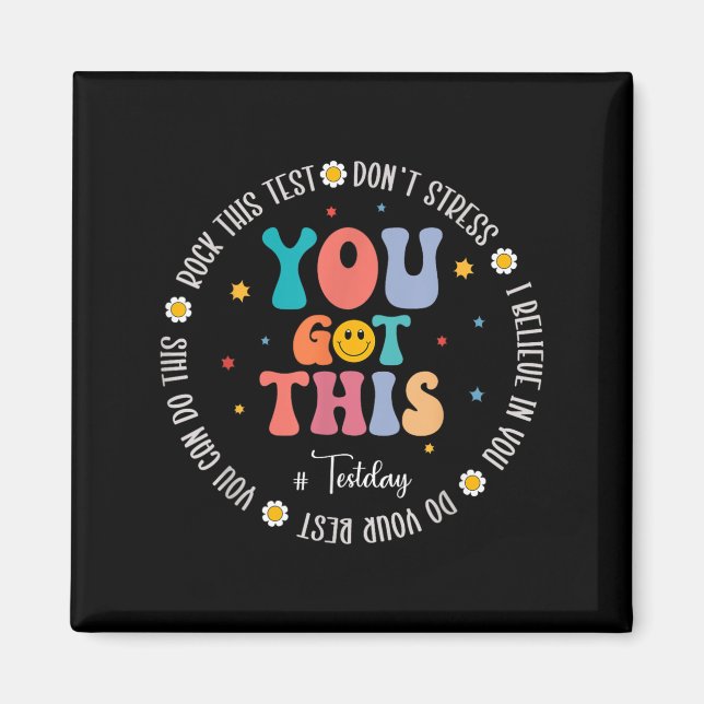 Imán Rock The Test Teacher Testing Day Motivational Tes (Frente)