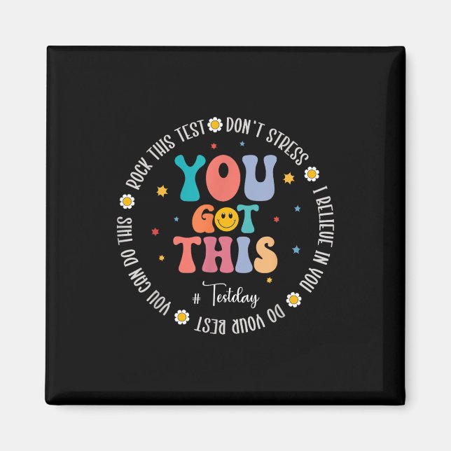 Imán Rock The Test Teacher Testing Day Motivational Tes (Frente)